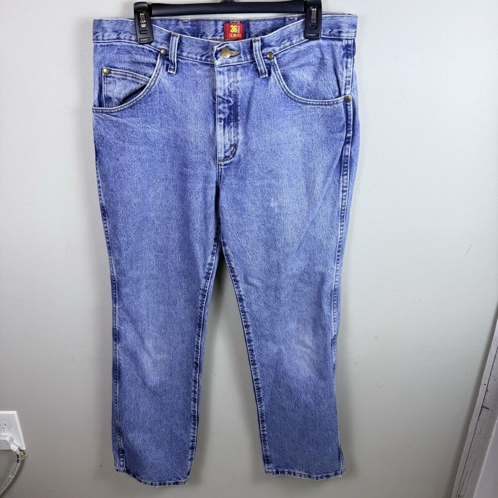 Wrangler Vtg Jeans Mens Size Blue Denim Slim Fit Country  34 X 30 Classiccore